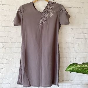 3 Pieces Pakistani Indian Punjabi Suit Traditional Ethnic Wear - Grey - Small